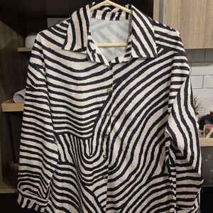 Striped Black and White Women's Top